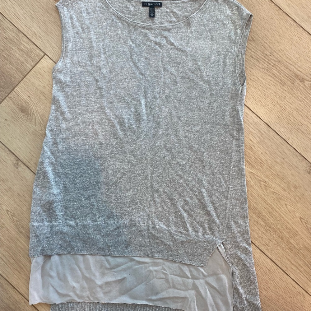Eileen Fisher Size M Grey long tunic tank worn one time